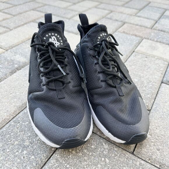 Nike Shoes Womens 8.5 Nike Air Huarache Run Ultra Sneakers Black Low - Picture 2 of 9